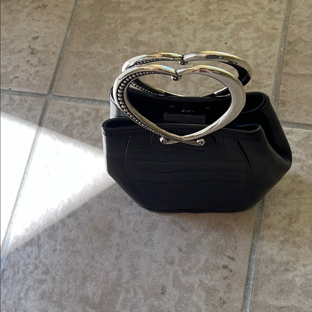 Brighton Black Mini Bag with Silver Heart Handles